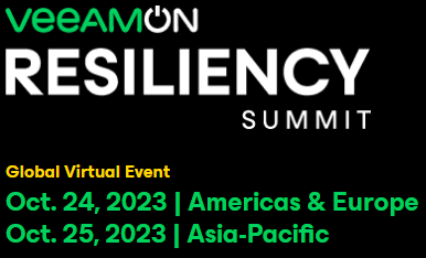 Read more about the article VeeamON Resiliency Summit – Embrace Cyber Resiliency – Oct 24/25, 2023