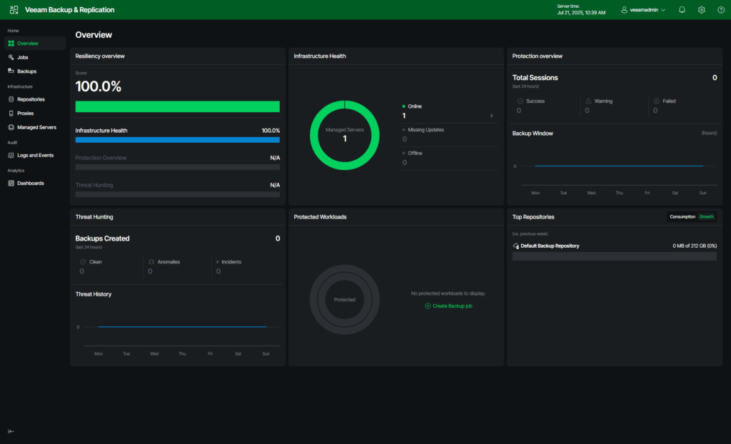 VBR VSA v13 Beta Dashboard